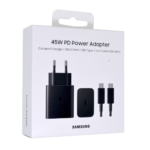 Samsung Quick Charger 45W Power Adapter EP-T4510 Black+Usb Data Type C To Type C 5A Black Packing Original-EU