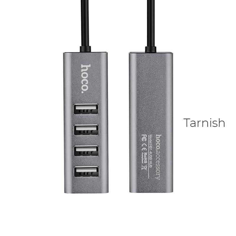 10619 HOCO USB HUB 2.0, 4 PORT, ΚΑΙ ΦΟΡΤΙΣΗ, HB1, ΑΝΘΡΑΚΙ - Image 1